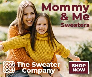Digital ad of mother daughter wearing sweaters