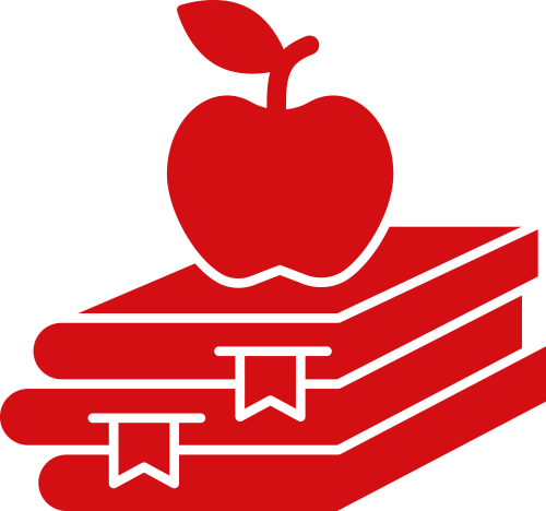 Apple on a stack of books icon